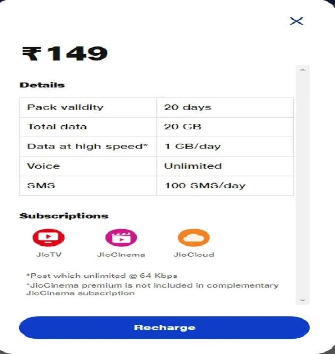 Reliance Jio Plan : 149 रुपये में हर दिन 1 जीबी डाटा और कॉलिंग फ्री!