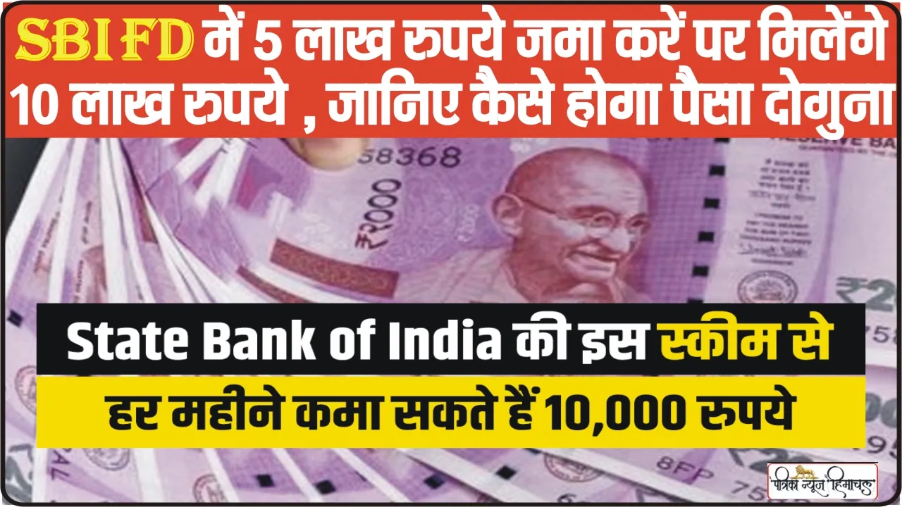 SBI Scheme ||  ₹5 लाख के बनेंगे ₹10 लाख, जानिए पैसा डबल करने वाली स्‍कीम के बारे में विस्तार से 