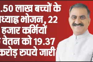 Mid Day Meal Himachal || 5.50 लाख बच्चों के मध्याह्न भोजन, 22 हजार कर्मियों के वेतन को 19.37 करोड़ रुपये जारी