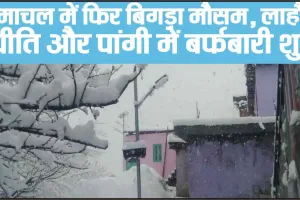 Himachal Weather || हिमाचल में फिर बिगड़ा मौसम, लाहौल-स्पीति और पांगी में बर्फबारी शुरू, किलाड़ में 4 इंच ताजा हिमपात 