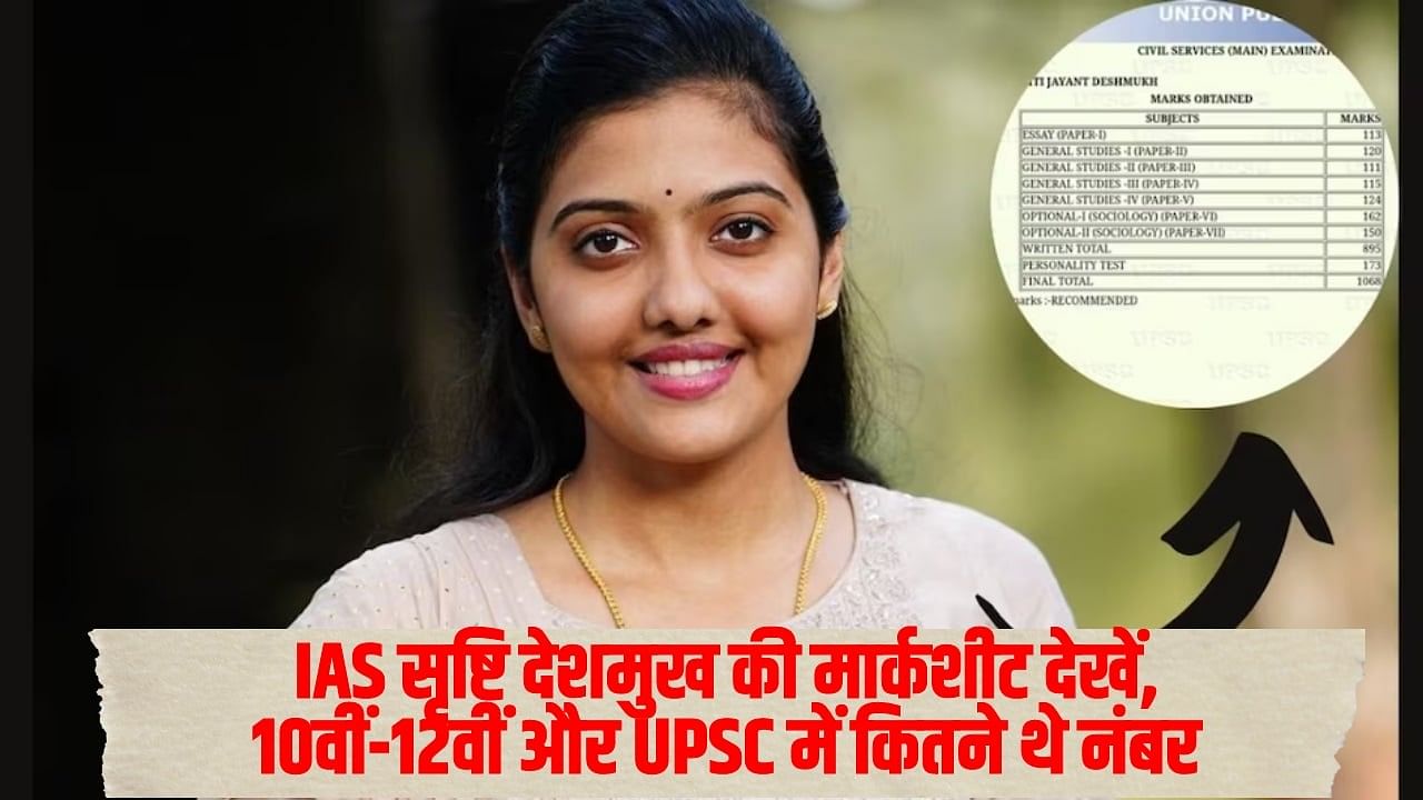 Marksheet of IAS Srishti Deshmukh : IAS सृष्टि देशमुख की मार्कशीट देखें, 10वीं-12वीं और UPSC में कितने थे नंबर